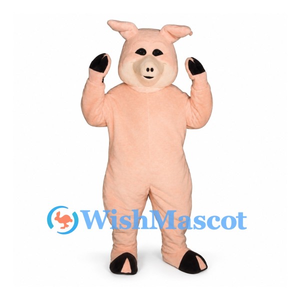 Pig Mascot Costume in Peach with Raised Hoof Hands