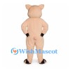 Pig Mascot Costume in Peach with Rounded Muzzle and Black Hooves