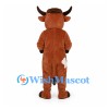 Bull Mascot Costume in Rust Brown with Large Black Horns