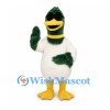 Duck Mascot Costume with Green Head and Black Sunglasses