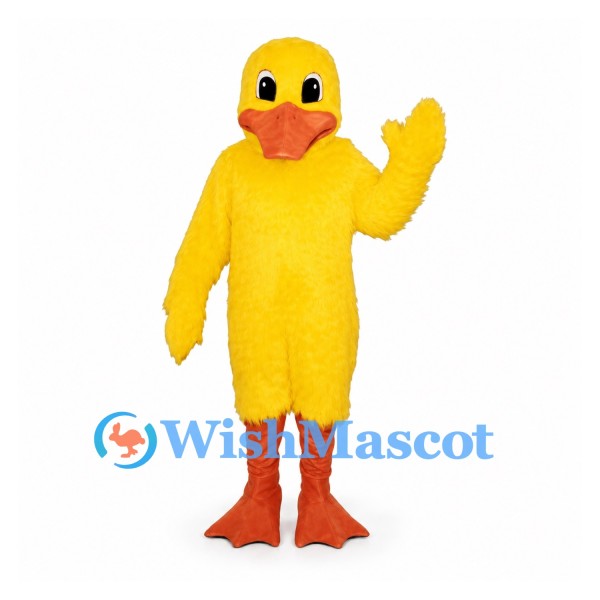 Duck Mascot Costume in Bright Yellow with Long Orange Legs