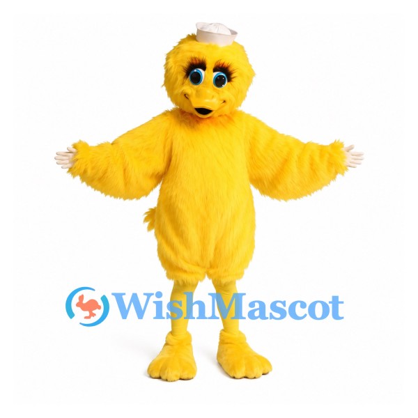 Chick Mascot Costume in Yellow with Small Shell Hat