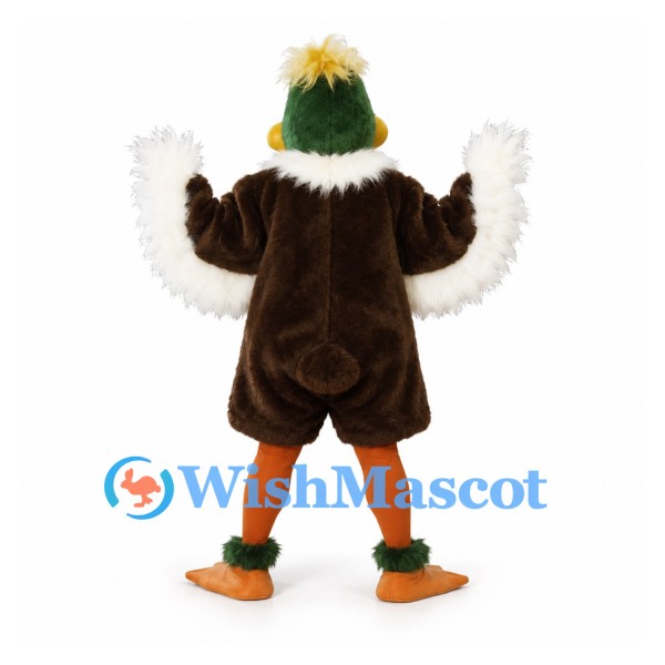 Duck Mascot Costume in Brown and White with Green Head
