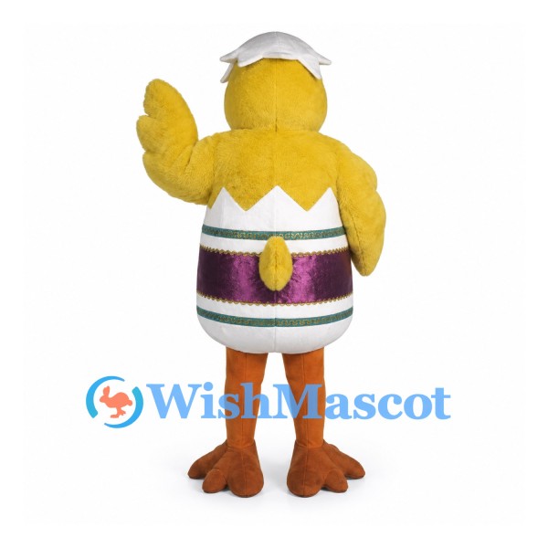 Chick Mascot Costume with Decorated Egg Shell and White Shell Hat