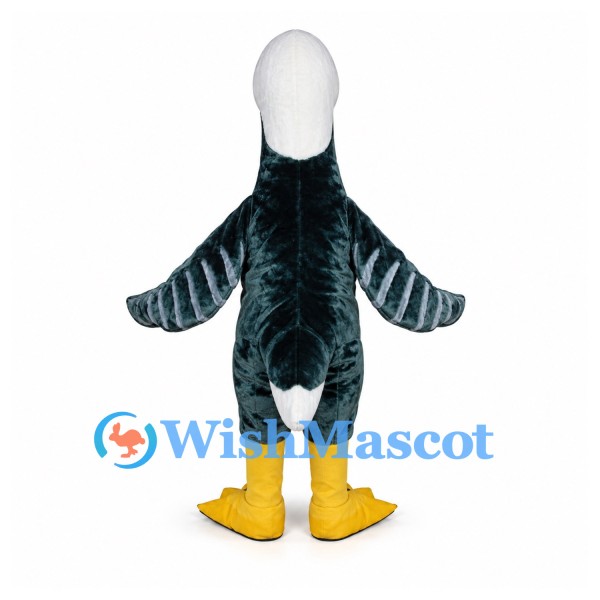 Eagle Mascot Costume in Dark Blue with White Head and Yellow Feet