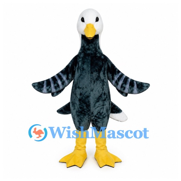 Eagle Mascot Costume in Dark Blue with White Head and Yellow Feet
