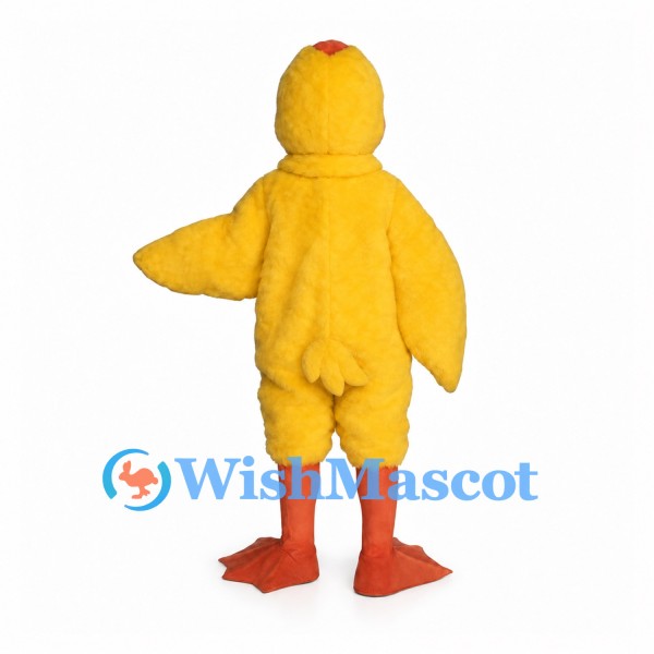 Duck Mascot Costume in Yellow with Rounded Head and Orange Feet