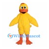 Duck Mascot Costume in Yellow with Rounded Head and Orange Feet