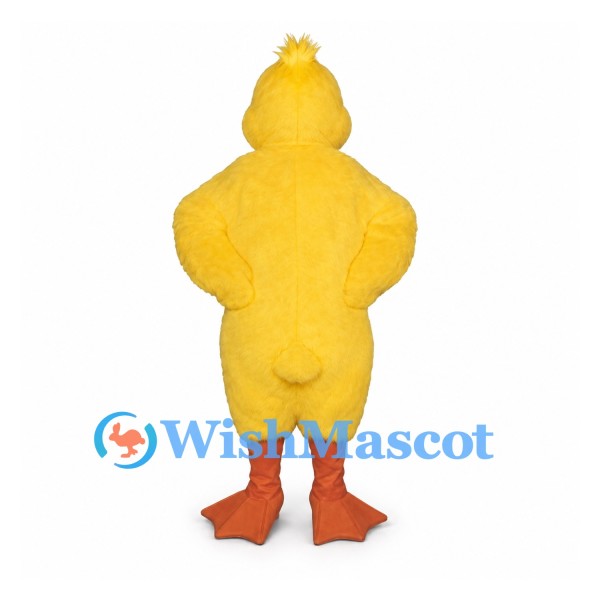 Duck Mascot Costume in Yellow with Rounded Belly and Head Tuft