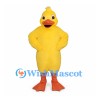 Duck Mascot Costume in Yellow with Rounded Belly and Head Tuft