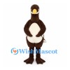 Penguin Mascot Costume in Brown with White Belly and Short Beak