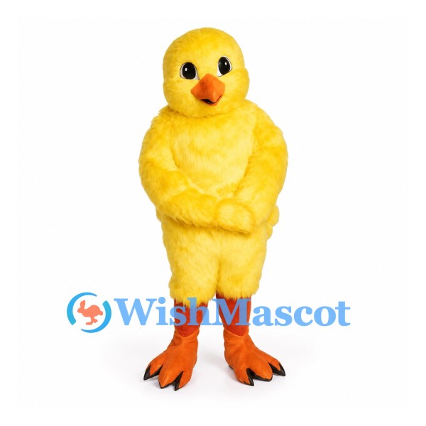 Chick Mascot Costume in Yellow with Orange Beak and Feet