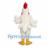 Rooster Mascot Costume in White with Red Comb and Wide Wings