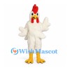 Rooster Mascot Costume in White with Red Comb and Wide Wings