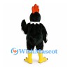 Rooster Mascot Costume in Black with White Trim and Red Comb