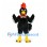 Rooster Mascot Costume in Black with White Trim and Red Comb
