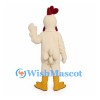 Rooster Mascot Costume in Cream with Red Comb and Yellow Feet
