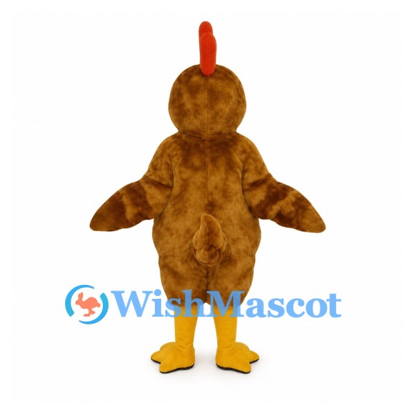 Rooster Mascot Costume in Brown with Red Comb and Yellow Legs