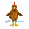Rooster Mascot Costume in Brown with Red Comb and Yellow Legs