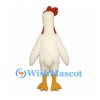 Rooster Mascot Costume in White with Long Neck and Red Comb