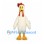 Rooster Mascot Costume in White with Long Neck and Red Comb