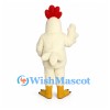 Rooster Mascot Costume in Cream with Red Comb and Curled Tail