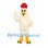 Rooster Mascot Costume in Cream with Red Comb and Curled Tail