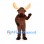 Moose Mascot Costume in Brown with Wide Cream Antlers