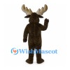 Moose Mascot Costume in Dark Brown with White Belly