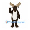 Moose Mascot Costume in Dark Brown with White Belly