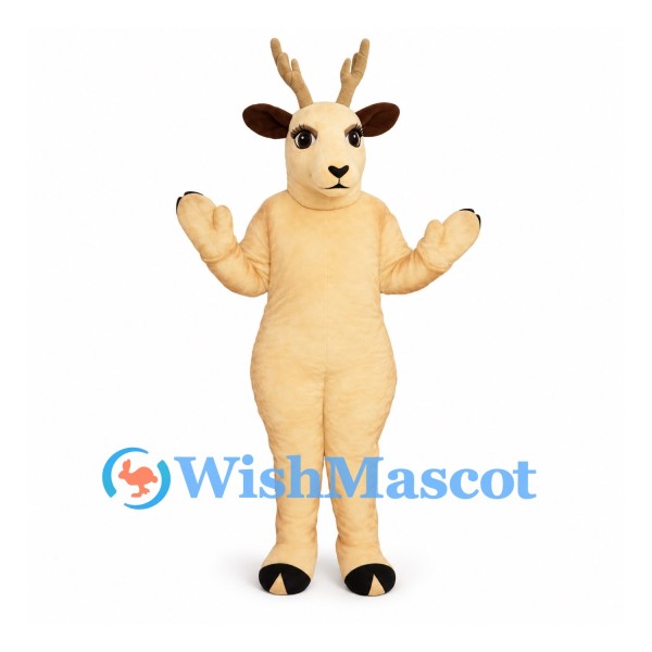 Antelope Mascot Costume in Tan with Small Branching Horns