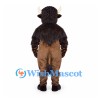 Buffalo Mascot Costume with Brown Body and Black Shaggy Mane