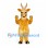 Deer Mascot Costume in Gold with Antlers and Black Hooves