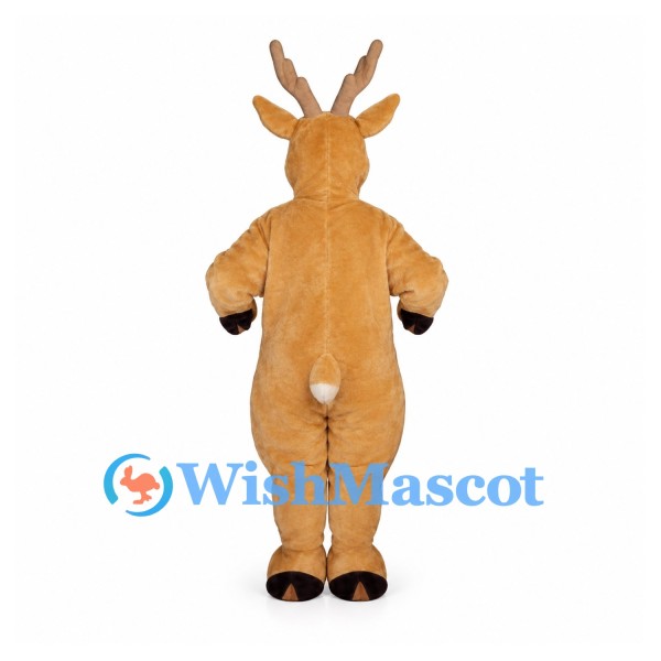 Deer Mascot Costume in Tan with White Belly and Antlers