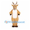Deer Mascot Costume in Tan with White Belly and Antlers