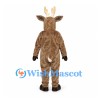 Deer Mascot Costume in Brown with Cream Belly and Long Antlers