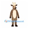 Deer Mascot Costume in Brown with Cream Belly and Long Antlers