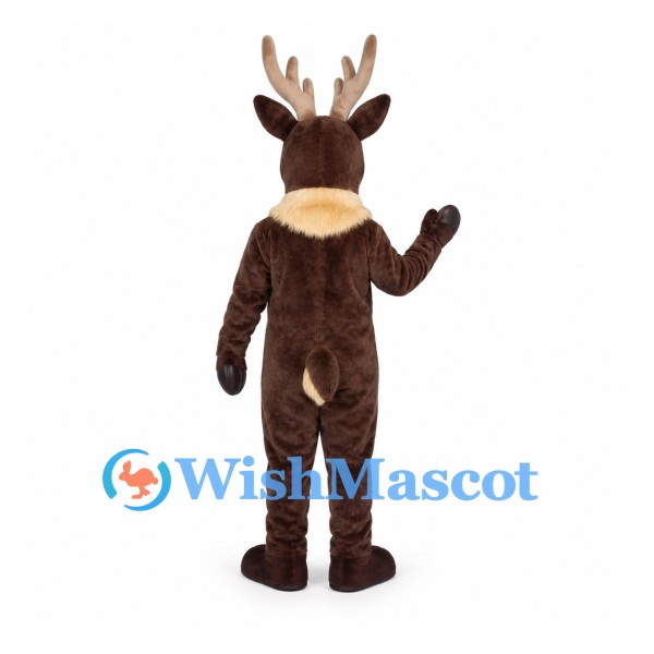 Reindeer Mascot Costume in Dark Brown with Cream Neck Ruff