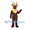 Reindeer Mascot Costume in Dark Brown with Cream Neck Ruff