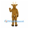 Deer Mascot Costume in Brown with Cream Neck Patch and Antlers