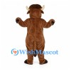 Bull Mascot Costume in Brown with Cream Horns and Curly Hair