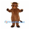 Bull Mascot Costume in Brown with Cream Horns and Curly Hair