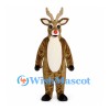 Reindeer Mascot Costume in Brown with Red Nose and White Belly