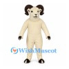 Ram Mascot Costume in Cream with Dark Brown Curled Horns