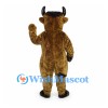 Bull Mascot Costume in Brown with Black Horns and Muzzle