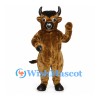 Bull Mascot Costume in Brown with Black Horns and Muzzle