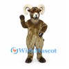 Ram Mascot Costume in Brown with Large Cream Horns and Beard