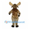 Moose Mascot Costume in Brown with Large Tan Antlers