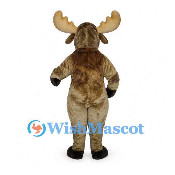 Moose Mascot Costume in Brown with Large Tan Antlers