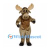 Moose Mascot Costume in Brown with Large Tan Antlers